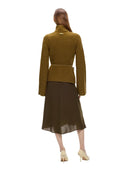 Pinko - Cardigan Pispiglio a coste con tasche - 107802A3Oh-V63 - Verde-Lucertola