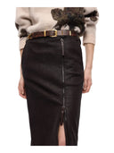 Pinko - Gonna Montiano pencil effetto pelle nabuk - 107806A3Md-M04 - Marrone Oltre Buio