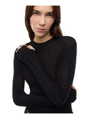 Pinko - Maglia Muggito leggera a coste - 107834A2Z6-Z99 - Nero Limousine