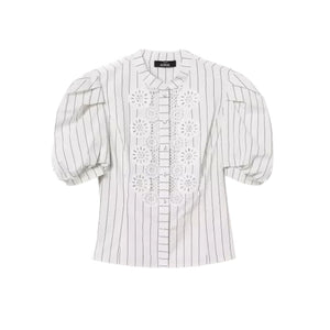 Immagine di Twinset - Camicia Manica Corta - 251Ap2483-12235 - Angora/Nero Stripes - Camicia di Twinset disponibile su Barbara1999.