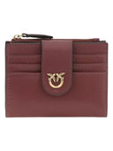 Pinko - Portafoglio piccolo in pelle liscia con logo - 103610A0F1-Ww5Q - Ribes Intenso-Antique Gold