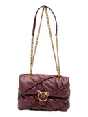 Pinko - Borsa Love Bag Mini Puff in Pelle Crinkle - 107162A0F2-Ww5Q - Ribes Intenso-Antique Gold