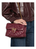Pinko - Borsa Love Bag Mini Puff in Pelle Crinkle - 107162A0F2-Ww5Q - Ribes Intenso-Antique Gold