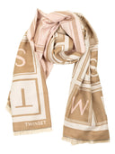 Twinset - Stola In Tessuto Jacquard - 262Ta4340-13748 - Jacq.Lettering Canapa