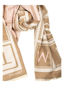 Twinset - Stola In Tessuto Jacquard - 262Ta4340-13748 - Jacq.Lettering Canapa