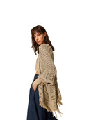 Twinset - Poncho Crochet In Maglia Lurex - 261ta4340-13161 - Delicate Sand
