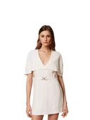 Twinset - Abito Corto a Mantella Scollo V c/Cintura - 261tp2451-00059 - Madreperla