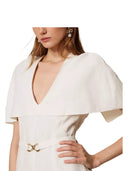 Twinset - Abito Corto a Mantella Scollo V c/Cintura - 261tp2451-00059 - Madreperla