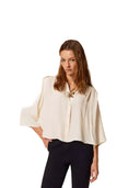 Twinset - Camicia Cropped Morbida C/Alamari - 261tp2460-12551 - Blue Jasmine