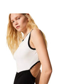 Twinset - Abito Girocollo Bicolor Cappette - 261tp3372-12063 - Bic.Nero/Neve