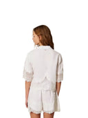 Twinset - Camicia Boxi C/Pizzo Intarsiato - 261tt2181-00001 - Bianco Ottico