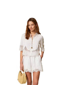 Twinset - Shorts C/Pizzo Intarsiato - 261tt2183-00001 - Bianco Ottico
