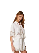 Twinset - Shorts C/Pizzo Intarsiato - 261tt2183-00001 - Bianco Ottico