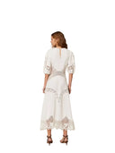 Twinset - Abito Lungo Manica 3/4 Ricamato - 261tt2240-00001 - Bianco Ottico