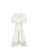 Twinset - Abito Lungo Manica 3/4 Ricamato - 261tt2240-00001 - Bianco Ottico