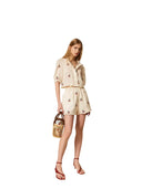 Twinset - Shorts C/Ricamo Ciliegie - 261tt2421-13577 - Pergamena/Cherries Red Embroid