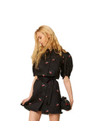 Twinset - Abito Corto Ricamato C/Cintura - 261tt2422-13578 - Black/Cherries Red Embroid