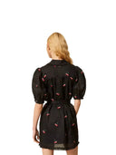 Twinset - Abito Corto Ricamato C/Cintura - 261tt2422-13578 - Black/Cherries Red Embroid