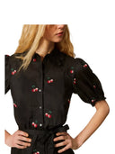 Twinset - Abito Corto Ricamato C/Cintura - 261tt2422-13578 - Black/Cherries Red Embroid