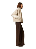 Twinset - Poncho Corto Ballon In Tessuto - 262Ta4410-00310 - Canapa