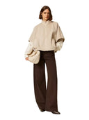 Twinset - Poncho Corto Ballon In Tessuto - 262Ta4410-00310 - Canapa