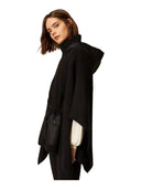 Twinset - Poncho In Maglia C/Cappuccio E Tasche In Tessuto - 262Ta4430-00006 - Nero