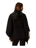 Twinset - Poncho In Maglia C/Cappuccio E Tasche In Tessuto - 262Ta4430-00006 - Nero