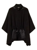 Twinset - Poncho In Maglia C/Cappuccio E Tasche In Tessuto - 262Ta4430-00006 - Nero