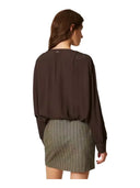 Twinset - Blusa Incrociata M/L Doppiouso - 262Tf2053-13611 - Deep Brown