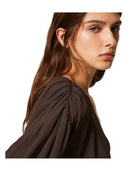 Twinset - Blusa Incrociata M/L Doppiouso - 262Tf2053-13611 - Deep Brown
