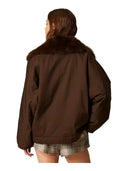 Twinset - Giaccone Imbottito C/Collo Staccabile Fibra Lunga - 262Tp2181-13411 - Darkness Brown