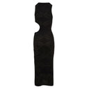 Immagine di Akep - Abito Lungo Oblo Maglia Boucle - Vskd05044-V2 - Nero - Abito di Akep disponibile su Barbara1999.