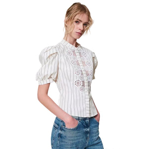 Immagine di Twinset - Camicia Manica Corta - 251Ap2483-12235 - Angora/Nero Stripes - Camicia di Twinset disponibile su Barbara1999.