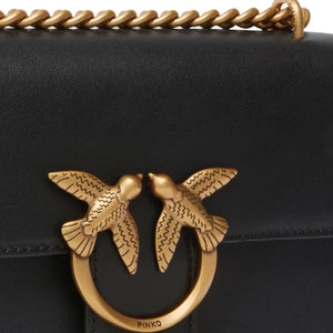 Immagine di Pinko - Love One Mini Dc Vitello Seta - 100074-A0F1-Z99Q - Nero-Antique Gold - Borsa a Tracolla di Pinko disponibile su Barbara1999.