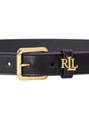 Lauren Ralph Lauren - cintura in pelle con logo sul passante - 412968763001 - black