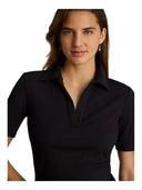 Lauren Ralph Lauren - Polo a coste con maniche al gomito - 200P10120006 - BLACK