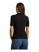 Lauren Ralph Lauren - Polo a coste con maniche al gomito - 200P10120006 - BLACK