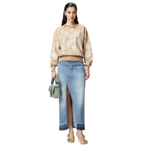 Immagine di Pinko - Mindelo Maglia Felpa Stampa Ba - 104618-A2Cw-Cz4 - Mult.Beige/Bianco - Felpa di Pinko disponibile su Barbara1999.