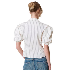 Immagine di Twinset - Camicia Manica Corta - 251Ap2483-12235 - Angora/Nero Stripes - Camicia di Twinset disponibile su Barbara1999.