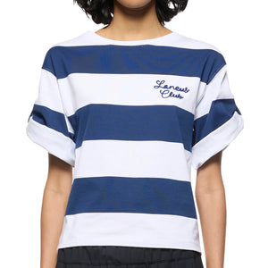 Immagine di Laneus - Striped Jersey T-Shirt Woman - S5Lawoth138-060 - Blu/Blue - T-Shirt di Laneus disponibile su Barbara1999.