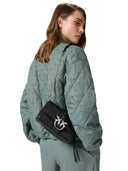 Pinko - Borsa Love One Slouchy Zip Mini Vite - 105345-A2Jg-Z99E - Nero Limousine - Matt Silver