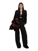 Ermanno Firenze - Camicia in Georgette con Pizzo e Cristalli - Tk009e61-Mf099 - Nero