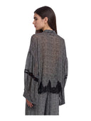 Ermanno Firenze - Blusa Ampia in Georgette Principe di Galles - Tk027eb7-Mf071 - Off White/Nero
