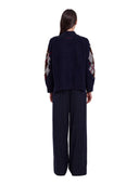 Ermanno Firenze - Maglia Collo Alto Motvio Rombi - Tm002e56-Mfc04 - Blu/Cacao