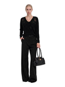 Ermanno Firenze - Maglia Scollo V C/Pizzo e Cristalli - Tm055e57-Mf099 - Nero