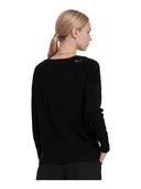Ermanno Firenze - Maglia Scollo V C/Pizzo e Cristalli - Tm055e57-Mf099 - Nero