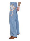 Ermanno Firenze - Jeans Flare con Ricami Floreali - Tp071ei0-Mf157 - Denim Chiaro
