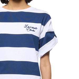 Immagine di Laneus - Striped Jersey T-Shirt Woman - S5Lawoth138-060 - Blu/Blue - T-Shirt di Laneus disponibile su Barbara1999.