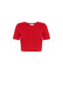 Laneus - Knit Crop T-Shirt Woman - S6Lawoko133-040 - Rosso/Red
