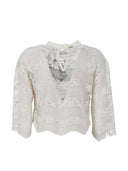 Twinset - Blusa Manica 3/4 in Macramé - 261tp2900-00059 - Madreperla